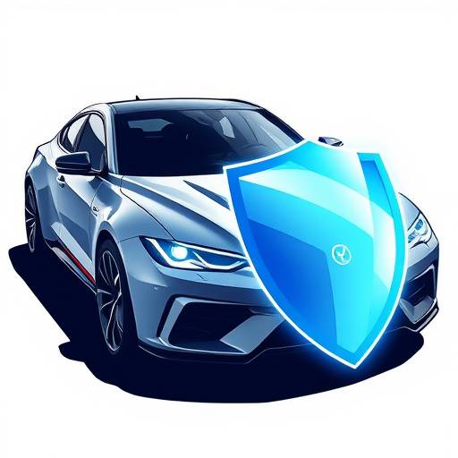 A car with a protective shield graphic around it