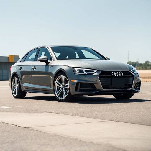 Gray 2023 Audi A4 with sporty rims on a sunny day.