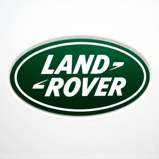 Land Rover logo, green oval with the words 'Land Rover' in white